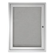 Ghent 1 Door Enclosed Vinyl Bulletin Board with Satin Aluminum Frame, 36" x 24", Silver Surface, Locking Hinged Door, 1 Each