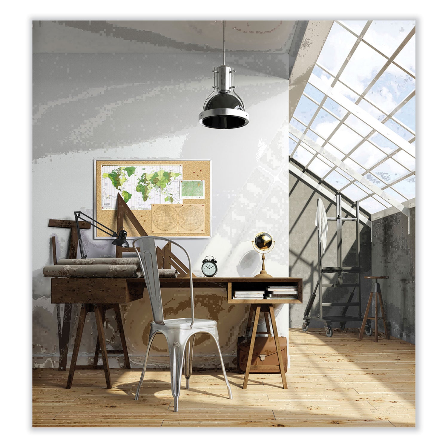 Ghent Natural Cork Bulletin Board with Aluminum Frame - 48" Board Height x 96" Board Width - Natural Cork, Fiberboard Surface - Self-healing, Laminated, Long Lasting, Rigid - Satin Aluminum Frame - 1 Each - TAA Compliant