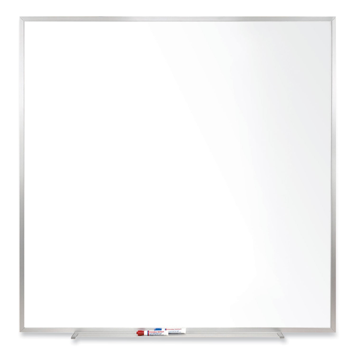Ghent M1 Dry Erase Board, 48" x 48", White Porcelain Surface, Satin Aluminum Frame, Magnetic, Square, Accessory Tray, 1 Each