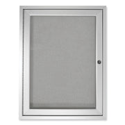 Ghent 1 Door Enclosed Vinyl Bulletin Board, 24" x 18", Silver Vinyl Surface, Locking Hinged Door, Satin Aluminum Frame, 1 Each