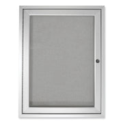 Ghent 1 Door Enclosed Vinyl Bulletin Board with Satin Aluminum Frame, 36" x 30", Silver Surface, Locking Hinged Door, 1 Each