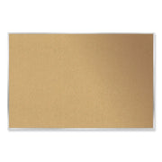 Ghent Natural Cork Bulletin Board with Aluminum Frame, 36" x 48", Self-Healing Surface, Satin Aluminum Frame, 1 Each