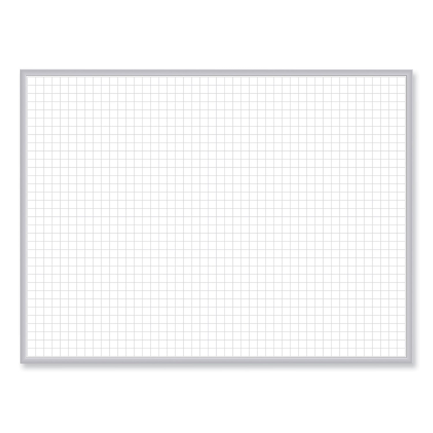 Ghent Grid Whiteboard, 72" x 48", White Steel Surface, Satin Aluminum Frame, Magnetic, Grid Pattern, Stain/Ghost/Fade Resistant, Accessory Tray, Includes Marker & Eraser, 1 Each