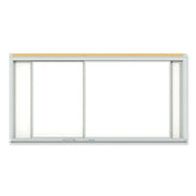 Horizontal Sliding Porcelain Magnetic Whiteboard, 72" x 48", White Surface, Anodized Aluminum Frame
