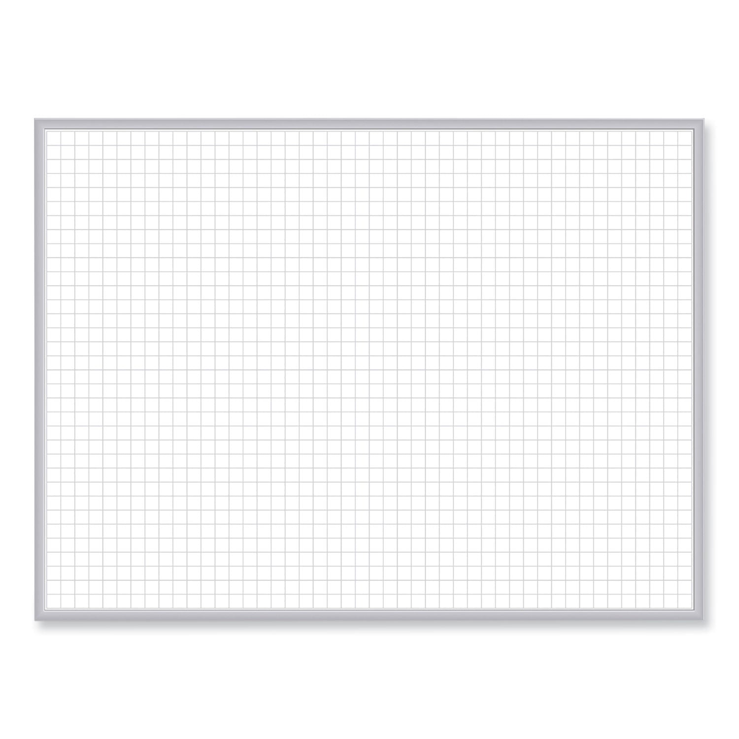 Ghent Grid Whiteboard, 96" x 48", White Steel Surface, Satin Aluminum Frame, Rectangle, Horizontal, Magnetic, Grid Pattern, Stain/Ghost/Fade Resistant, Accessory Tray, 1 Each