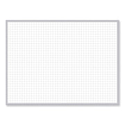 Ghent Grid Whiteboard, 96" x 48", White Steel Surface, Satin Aluminum Frame, Rectangle, Horizontal, Magnetic, Grid Pattern, Stain/Ghost/Fade Resistant, Accessory Tray, 1 Each