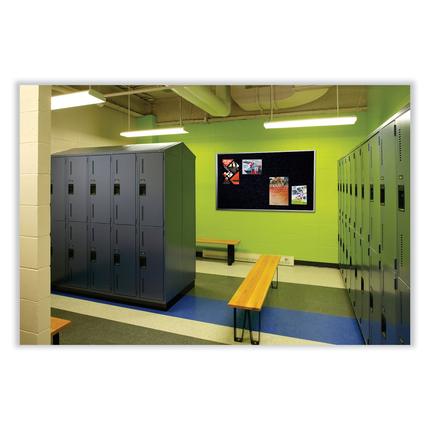 Ghent Confetti Rubber Tackboard - 48" Board Height x 96" Board Width - Rubber Surface - Self-healing, Stain Resistant, Fade Resistant - Aluminum Frame - 1 Each