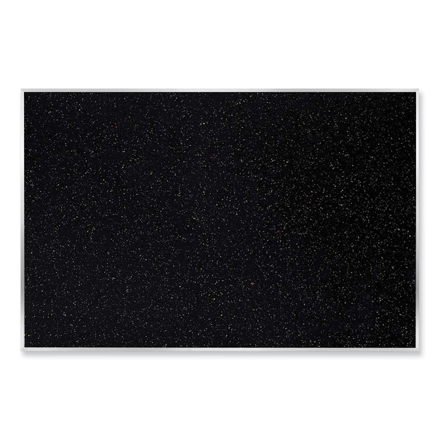Ghent Recycled Bulletin Board with Aluminum Frame, 36" x 60", Confetti Rubber Surface, Satin Aluminum Frame, Self-healing, Durable, Stain and Fade Resistant, Eco-friendly, 1 Each