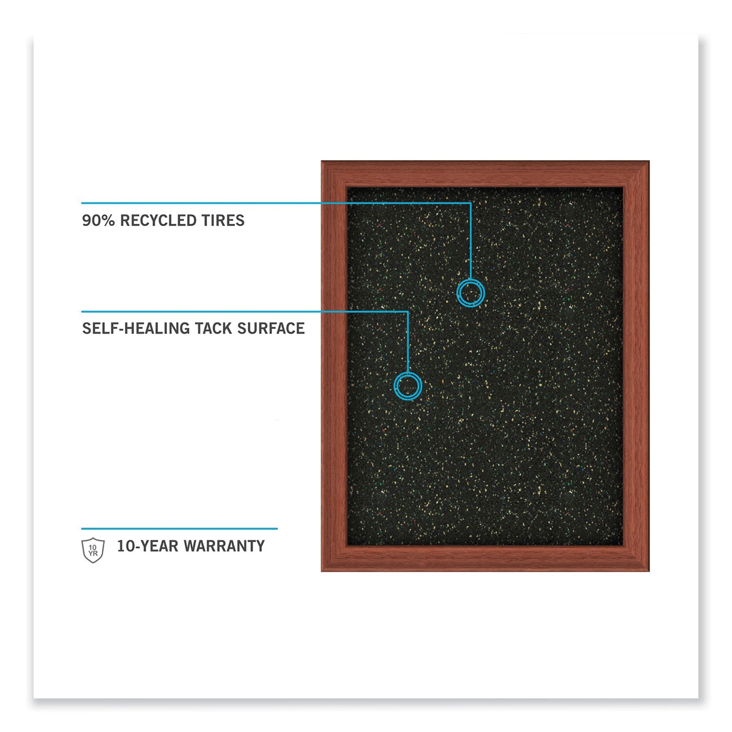 Ghent Confetti Rubber Tackboard - 24" Board Height x 36" Board Width - Rubber Surface - Self-healing, Stain Resistant, Fade Resistant - Aluminum Frame - 1 Each