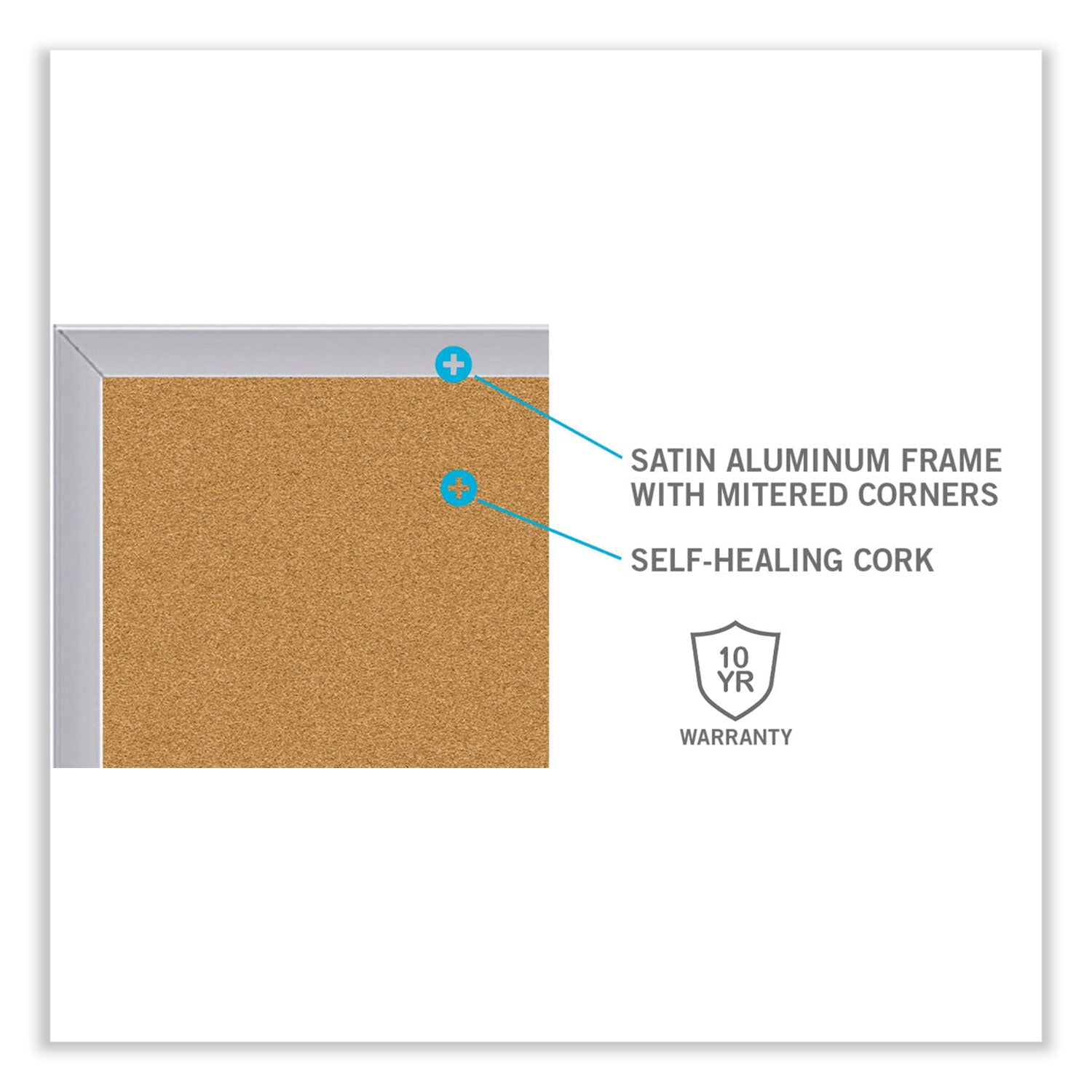 Ghent Natural Cork Bulletin Board with Aluminum Frame - 48" Board Height x 96" Board Width - Natural Cork, Fiberboard Surface - Self-healing, Laminated, Long Lasting, Rigid - Satin Aluminum Frame - 1 Each - TAA Compliant