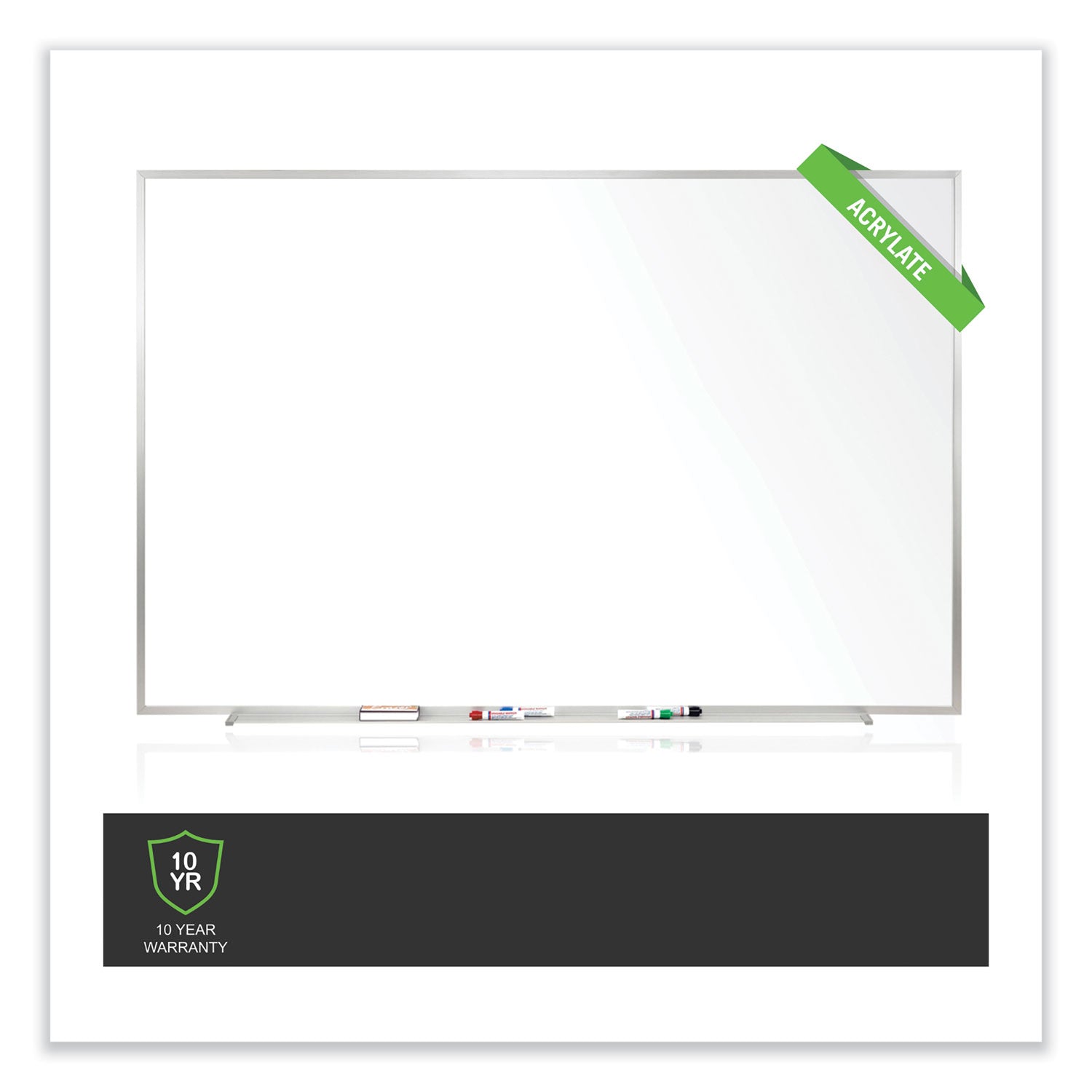 96" (8 ft) Width x 48" (4 ft) Height - Melamine Surface - Aluminum Frame - Durable, Non-magnetic - 1 Each