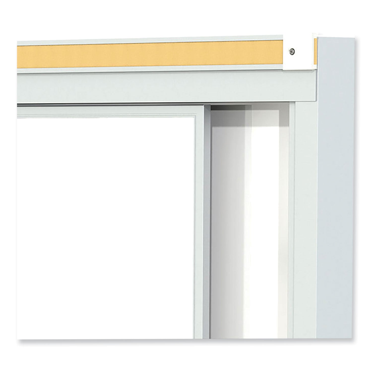 Horizontal Sliding Porcelain Magnetic Whiteboard, 144" x 48", White Surface, Anodized Aluminum Frame