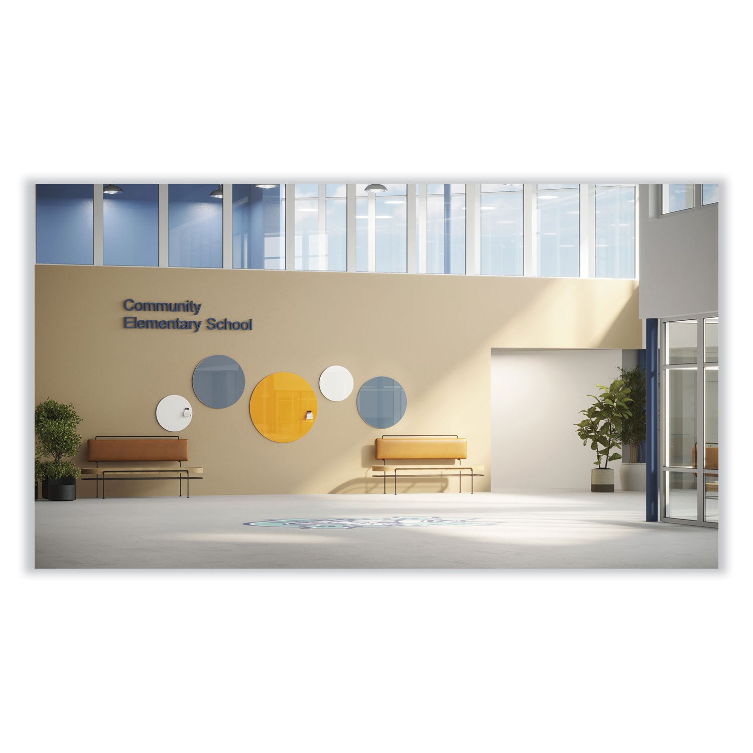 Coda Low Profile Circular Non-Magnetic Glassboard, 48" x 48", White Surface