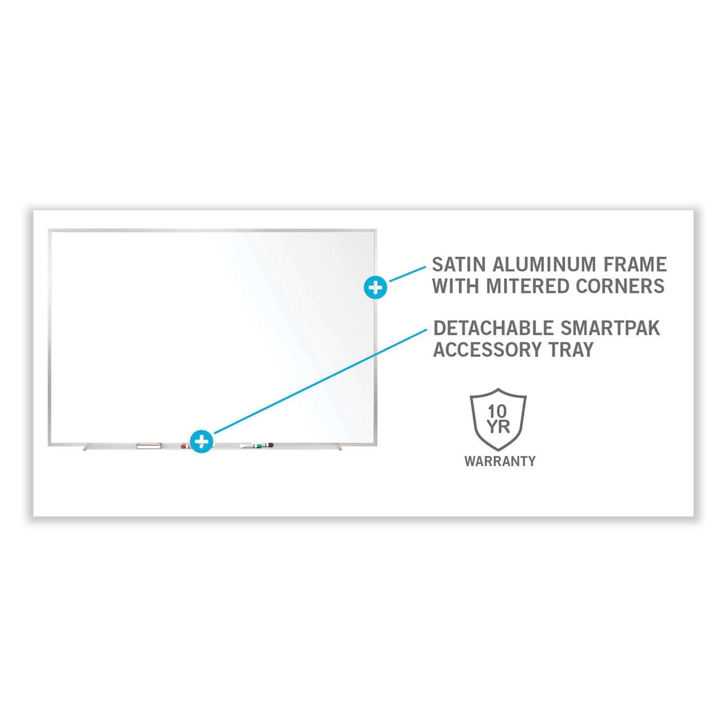 Non-Magnetic Whiteboard with Aluminum Frame, 48.63" x 48.47", White Surface, Satin Aluminum Frame