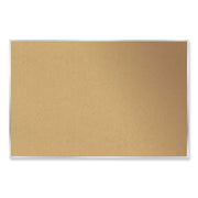 Ghent Natural Cork Bulletin Board with Aluminum Frame, 48" x 72", Self-healing, Laminated, Satin Aluminum Frame, 1 Each