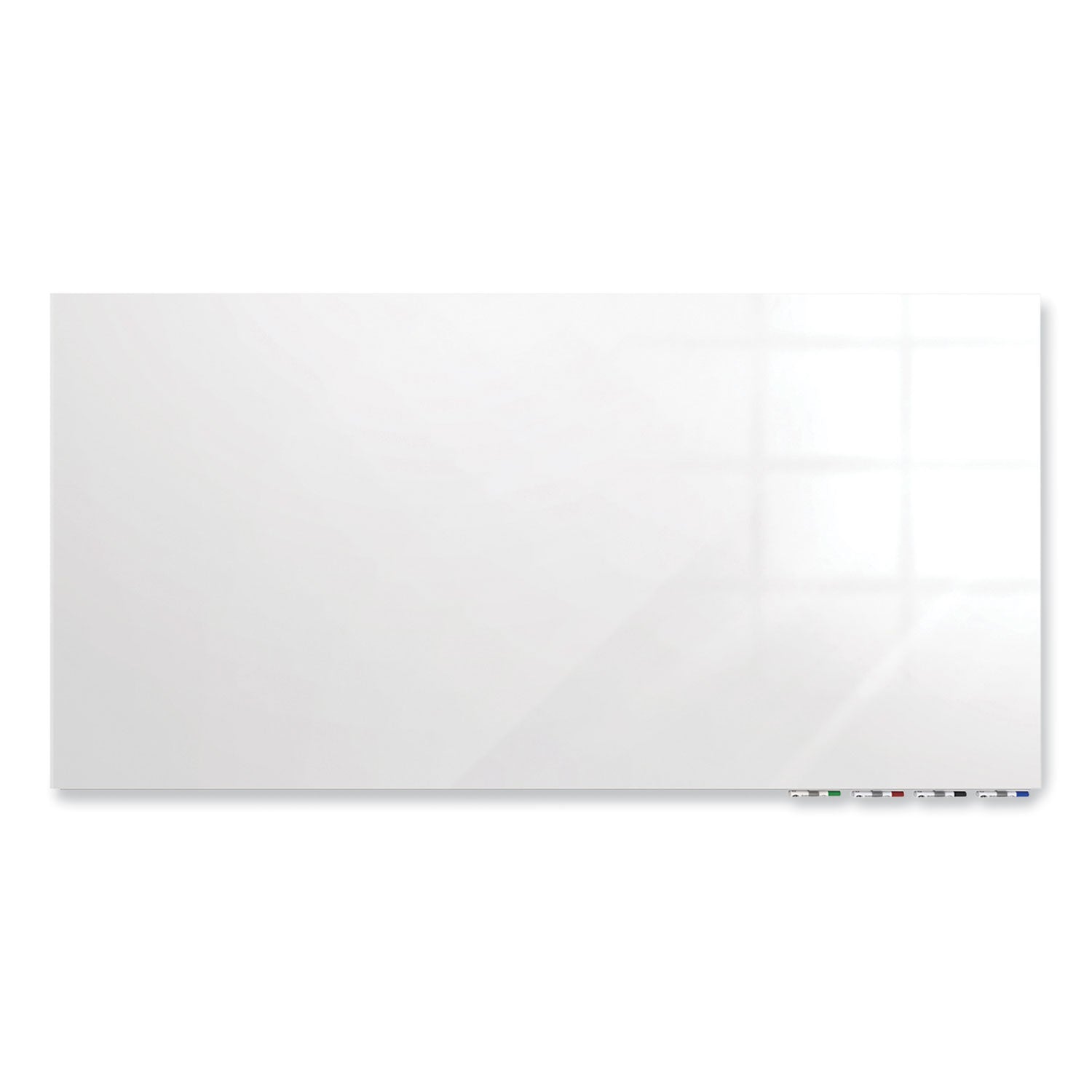 Ghent Aria Low Profile Glass Whiteboard - 96" (8 ft) Width x 48" (4 ft) Height - Tempered Glass Surface - White Back - Rectangle - Horizontal/Vertical - Magnetic - Square Corner, Recyclable - 1 Each - TAA Compliant