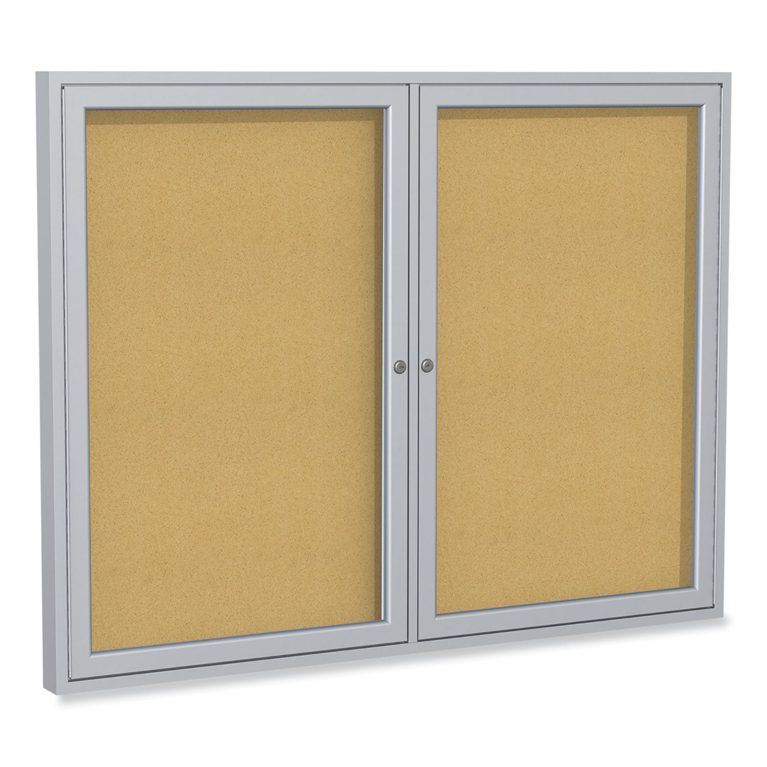 Ghent 2-Door Enclosed Bulletin Board - 48" Board Height x 36" Board Width - Cork Surface - Shatter Resistant - 1 Each