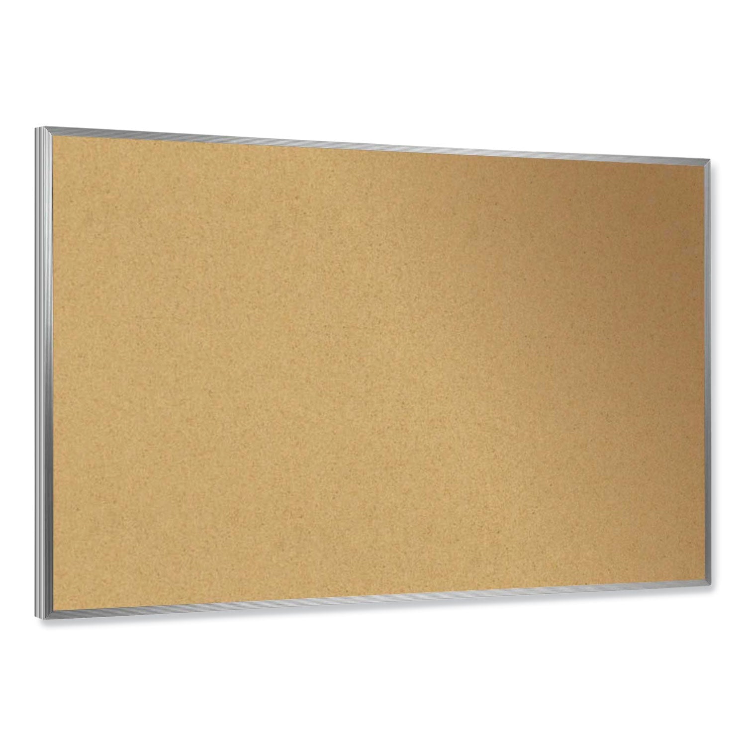 Ghent Natural Cork Bulletin Board with Aluminum Frame, 36" x 48", Self-Healing Surface, Satin Aluminum Frame, 1 Each