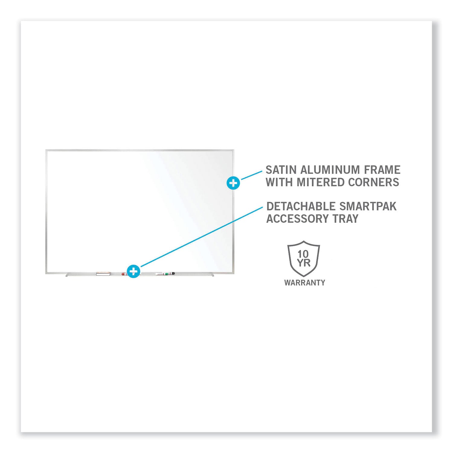 96" (8 ft) Width x 48" (4 ft) Height - Melamine Surface - Aluminum Frame - Durable, Non-magnetic - 1 Each