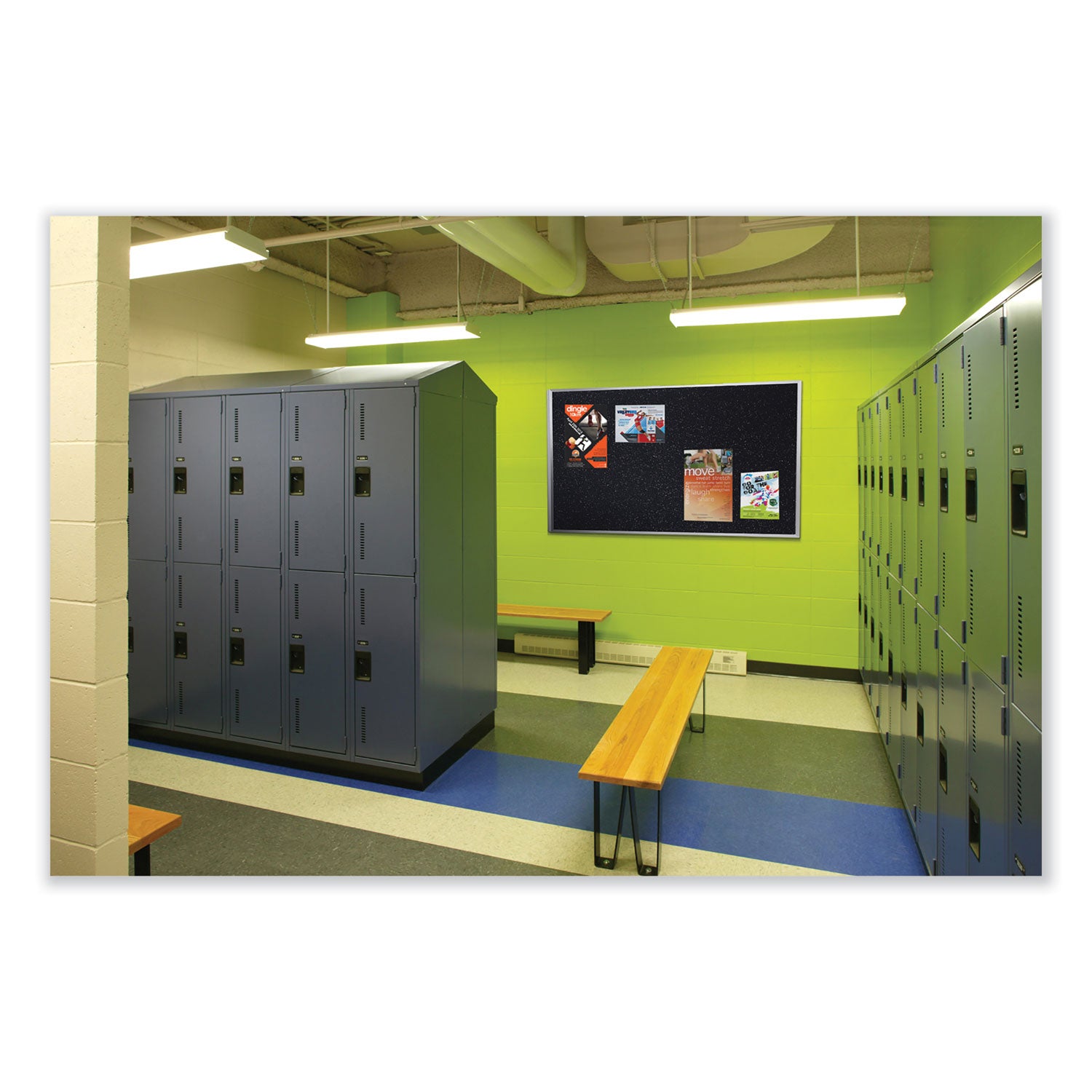 Ghent Confetti Rubber Tackboard - 48" Board Height x 72" Board Width - Rubber Surface - Self-healing, Stain Resistant, Fade Resistant - Aluminum Frame - 1 Each
