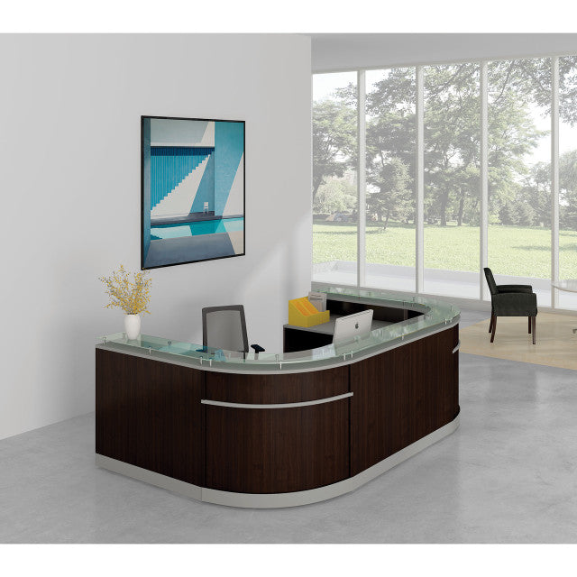 OfficeSource Cosmo U Shape Reception Typical - Cordova Brown