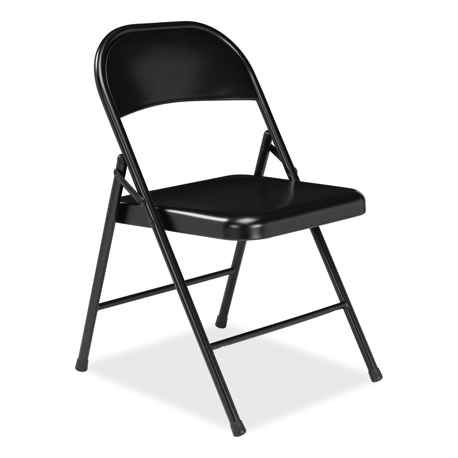 Basics by NPS® 900 Series All-Steel Folding Chair, Pack of 4, Surface Color: Black, Frame Color: Black