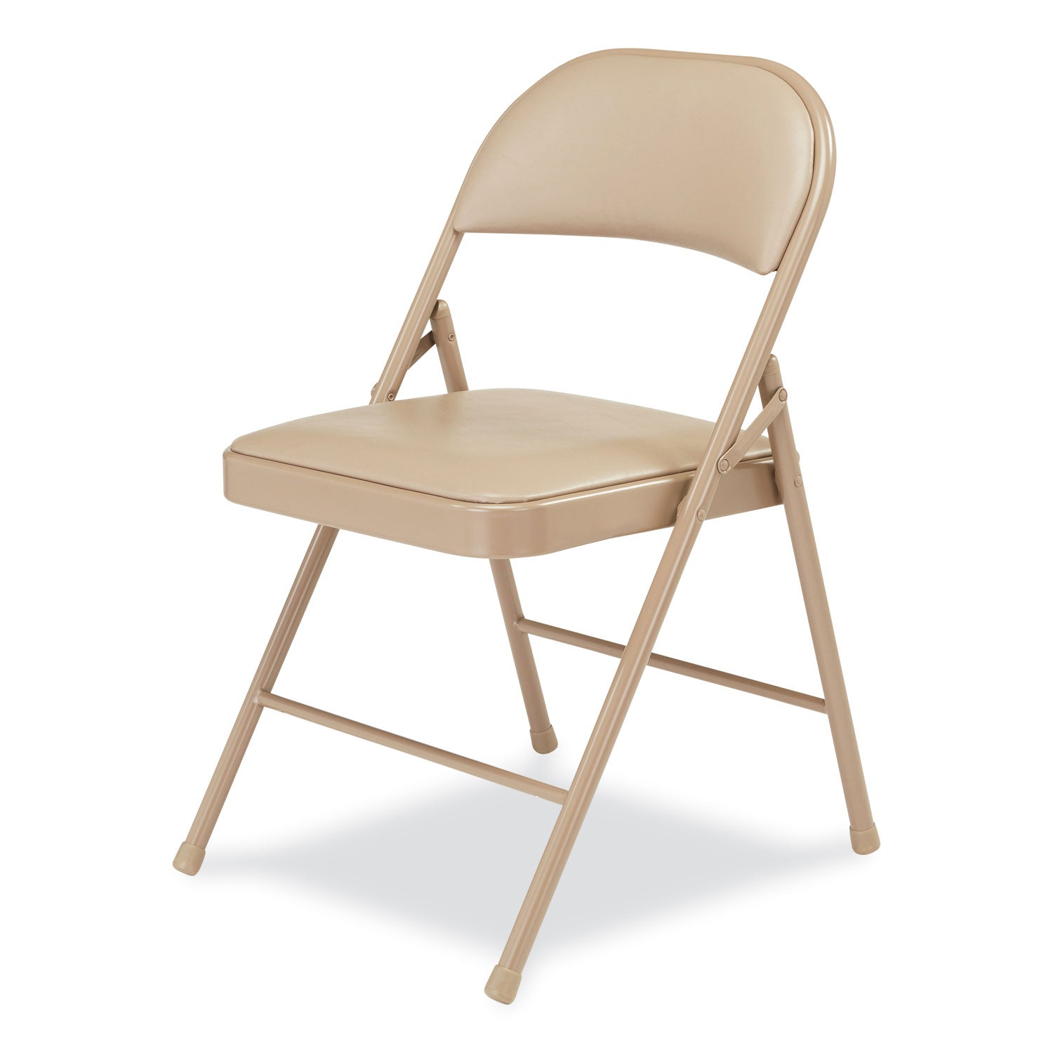 Basics by NPS® 900 Series Vinyl Padded Steel Folding Chair, Pack of 4, Surface Color: Beige, Frame Color: Beige