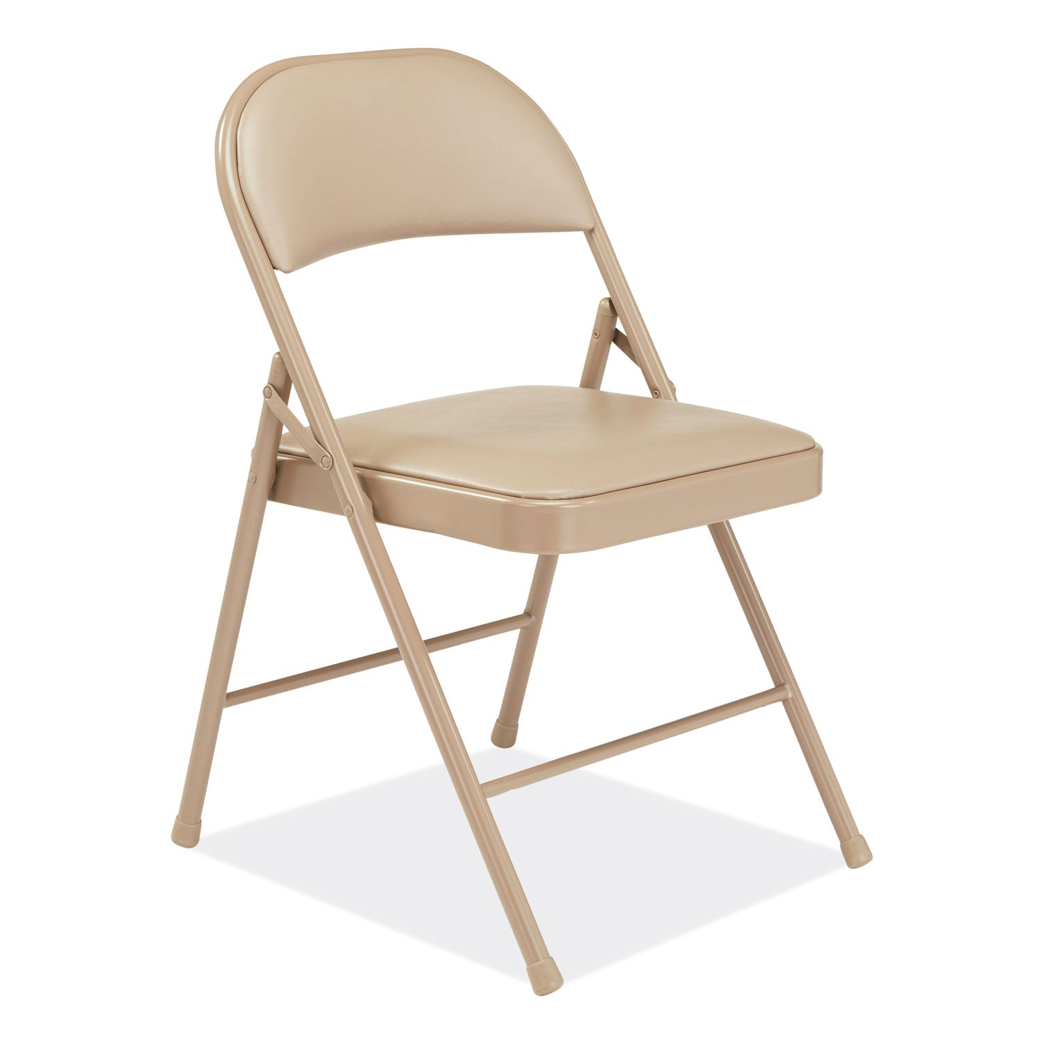 Basics by NPS® 900 Series Vinyl Padded Steel Folding Chair, Pack of 4, Surface Color: Beige, Frame Color: Beige