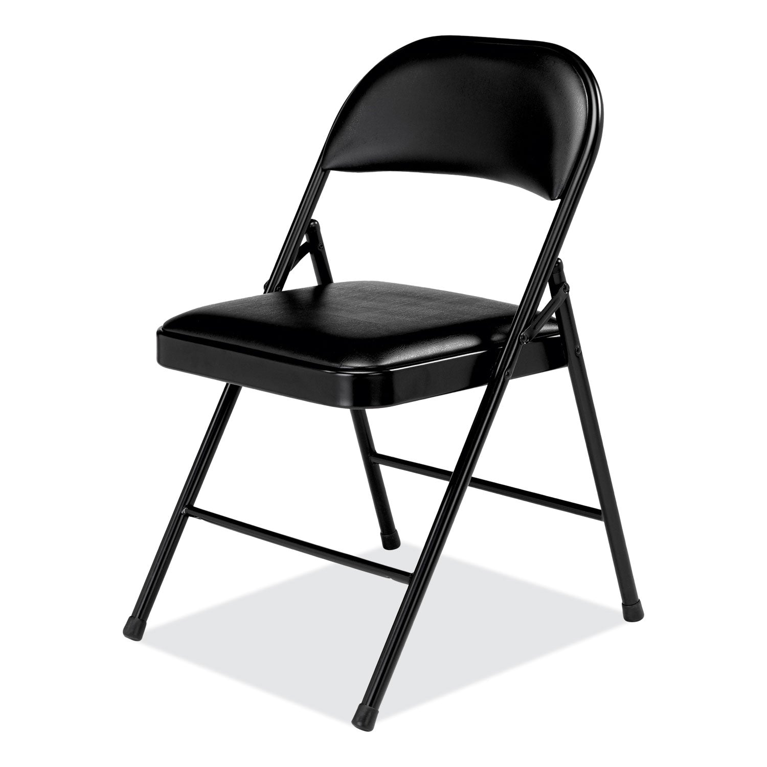 Basics by NPS® 900 Series Vinyl Padded Steel Folding Chair, Pack of 4, Surface Color: Black, Frame Color: Black