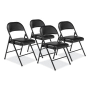 Basics by NPS® 900 Series Vinyl Padded Steel Folding Chair, Pack of 4, Surface Color: Black, Frame Color: Black
