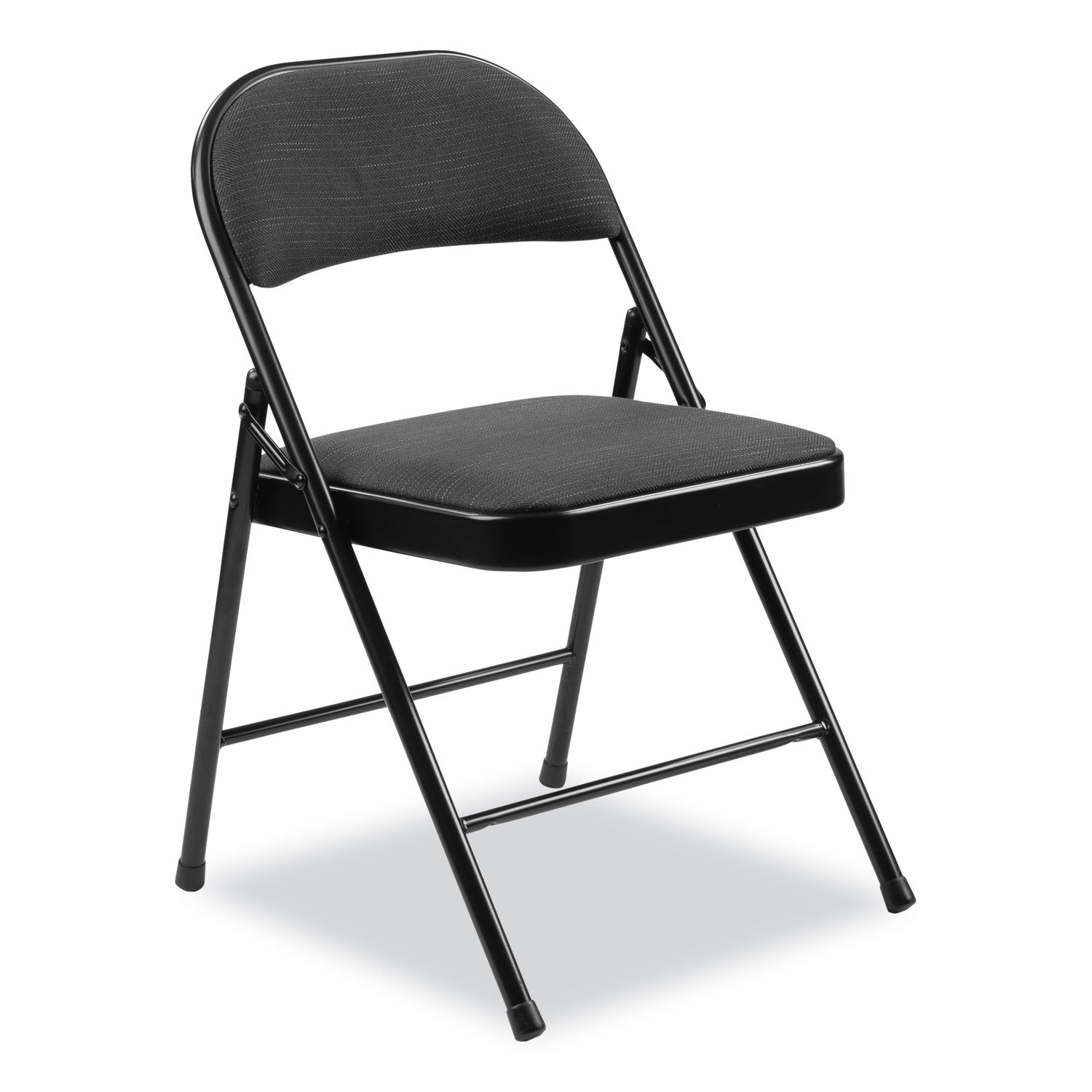 Basics by NPS® 900 Series Fabric Padded Steel Folding Chair, Pack of 4, Surface Color: Star Trail Black, Frame Color: Black