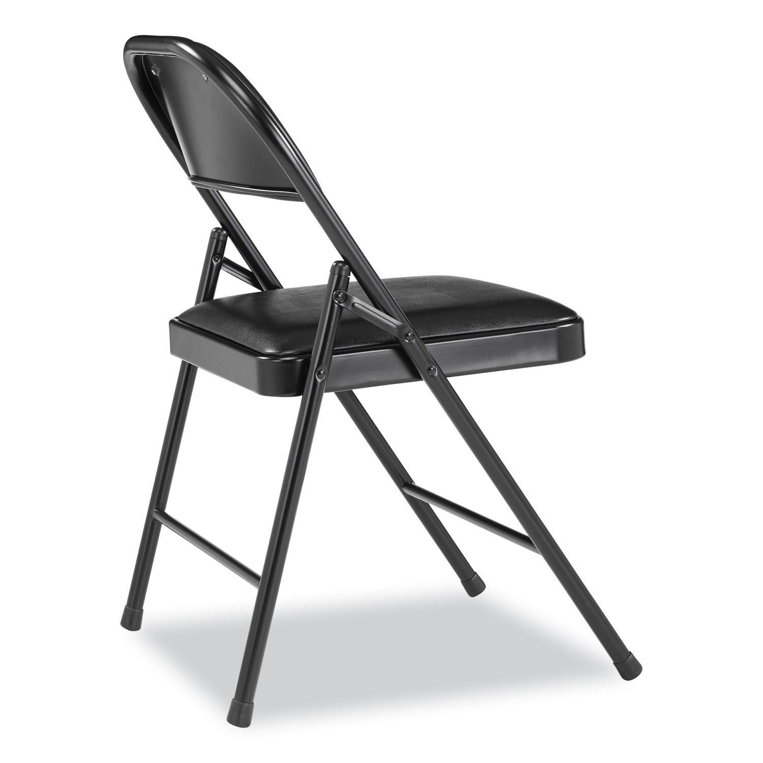 Basics by NPS® 900 Series Vinyl Padded Steel Folding Chair, Pack of 4, Surface Color: Black, Frame Color: Black