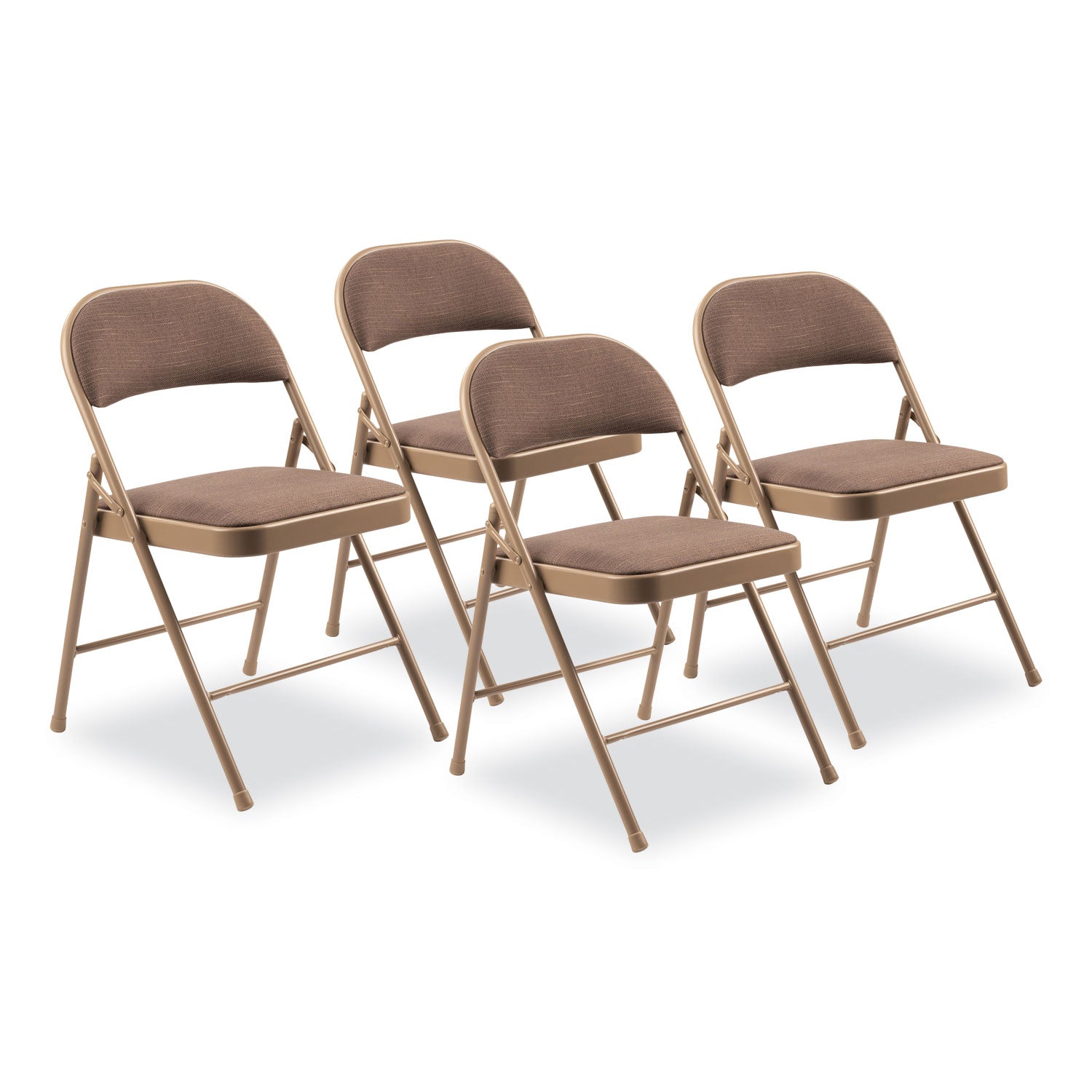 Basics by NPS® 900 Series Fabric Padded Steel Folding Chair, Pack of 4, Surface Color: Star Trail Brown, Frame Color: Brown