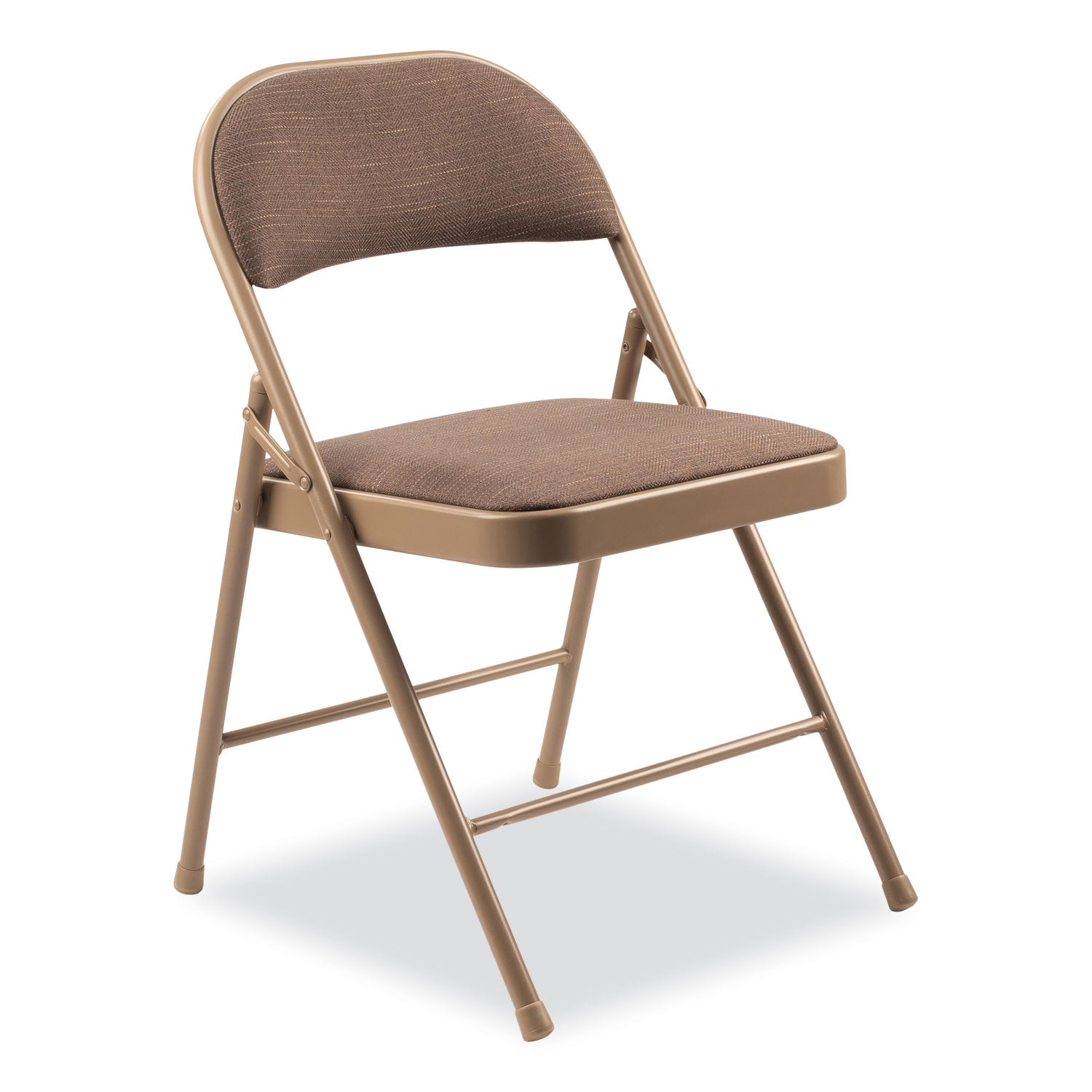Basics by NPS® 900 Series Fabric Padded Steel Folding Chair, Pack of 4, Surface Color: Star Trail Brown, Frame Color: Brown