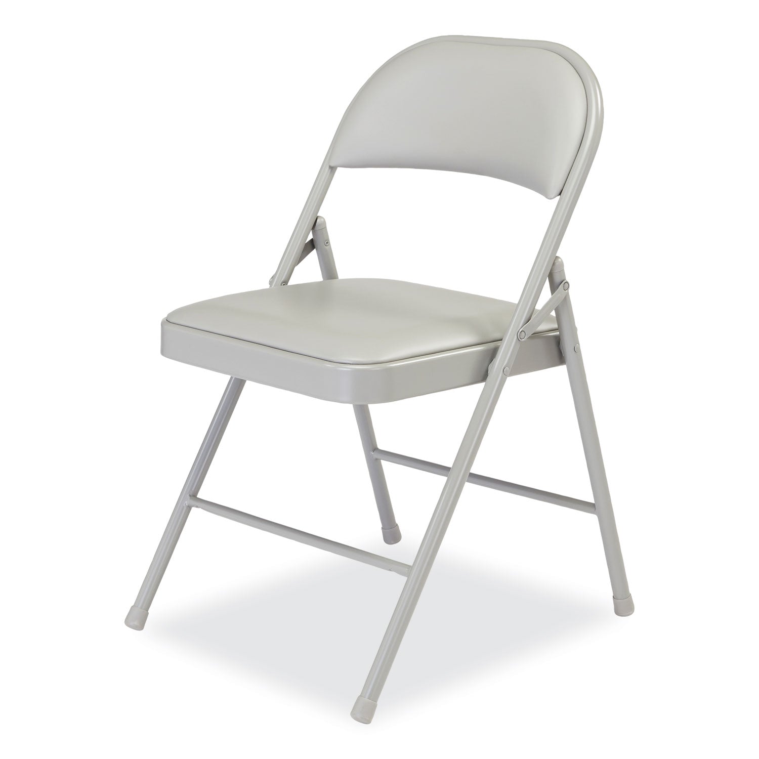 Basics by NPS® 900 Series Vinyl Padded Steel Folding Chair, Pack of 4, Surface Color: Grey, Frame Color: Grey