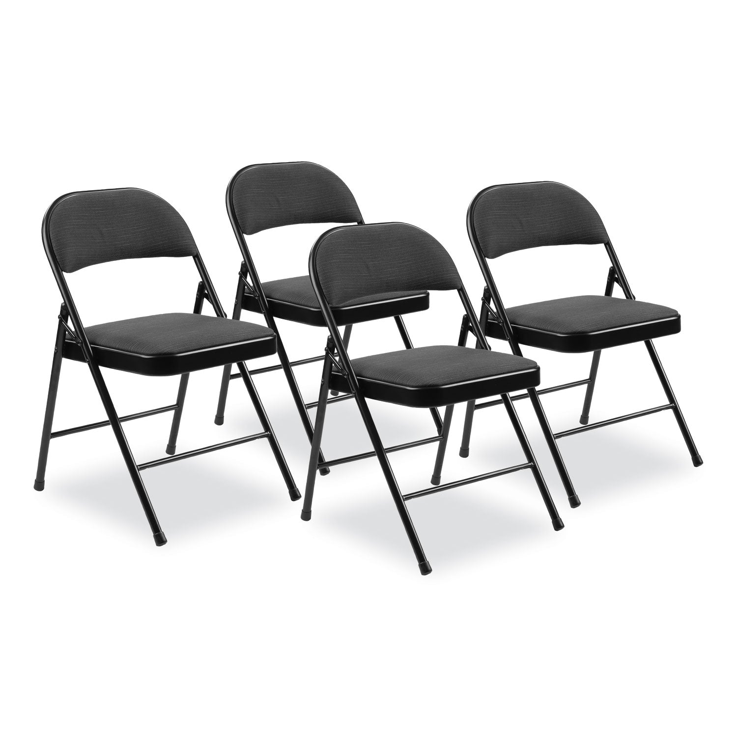 Basics by NPS® 900 Series Fabric Padded Steel Folding Chair, Pack of 4, Surface Color: Star Trail Black, Frame Color: Black