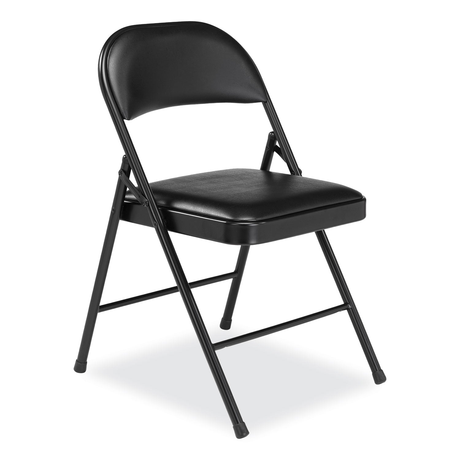 Basics by NPS® 900 Series Vinyl Padded Steel Folding Chair, Pack of 4, Surface Color: Black, Frame Color: Black