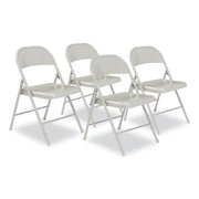 Basics by NPS® 900 Series All-Steel Folding Chair, Pack of 4, Surface Color: Grey, Frame Color: Grey