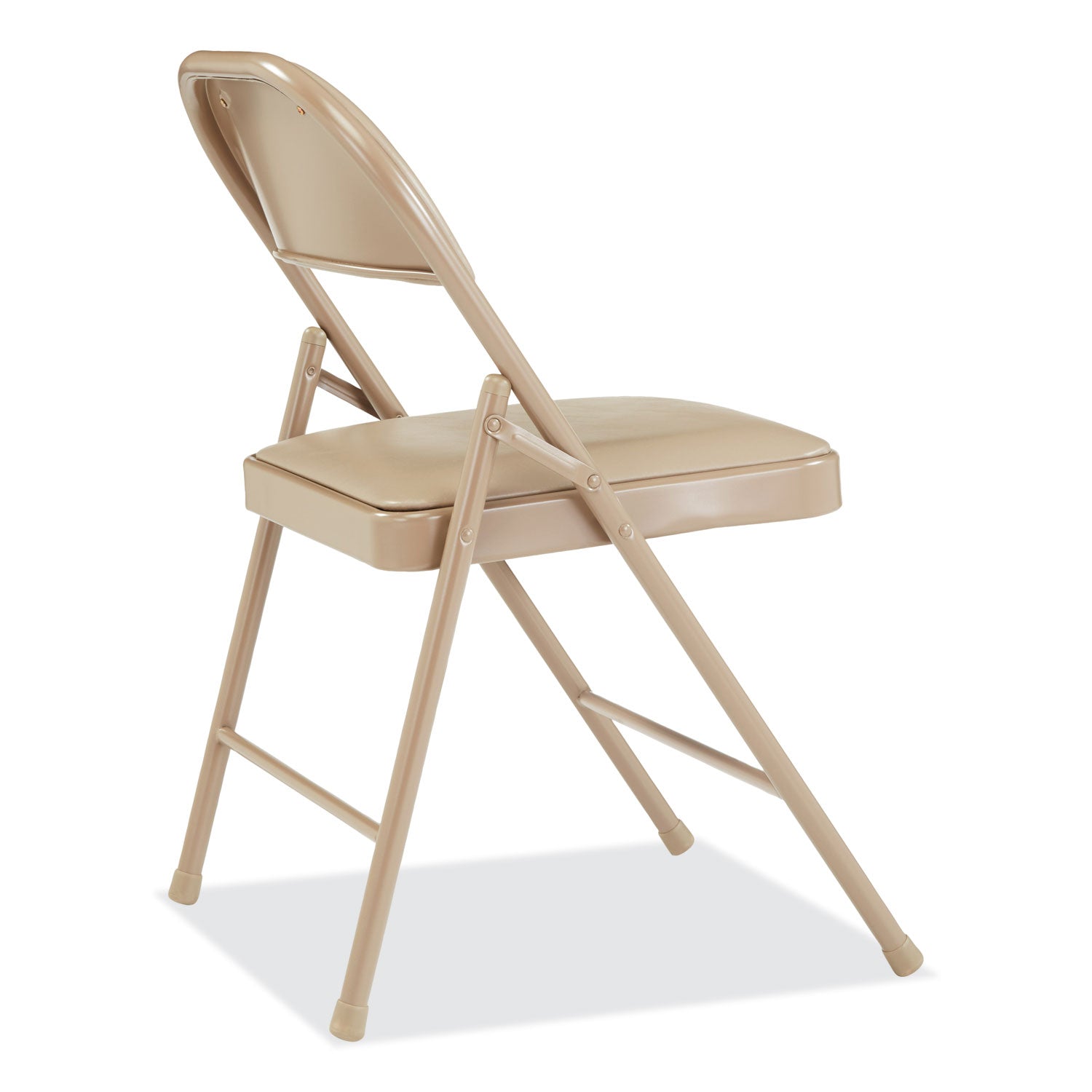 Basics by NPS® 900 Series Vinyl Padded Steel Folding Chair, Pack of 4, Surface Color: Beige, Frame Color: Beige