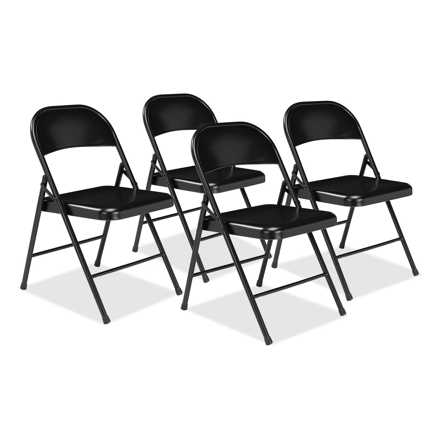Basics by NPS® 900 Series All-Steel Folding Chair, Pack of 4, Surface Color: Black, Frame Color: Black