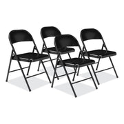Basics by NPS® 900 Series All-Steel Folding Chair, Pack of 4, Surface Color: Black, Frame Color: Black