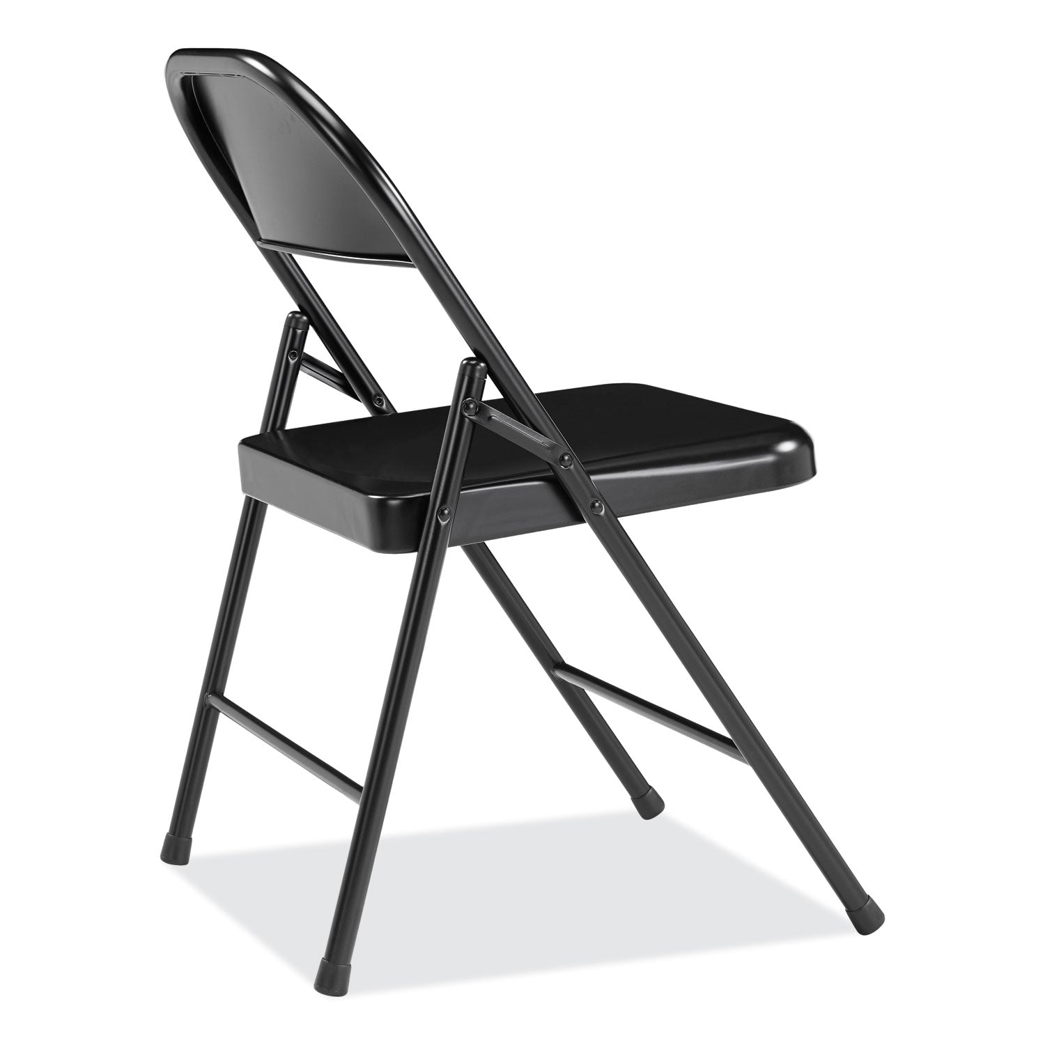 Basics by NPS® 900 Series All-Steel Folding Chair, Pack of 4, Surface Color: Black, Frame Color: Black