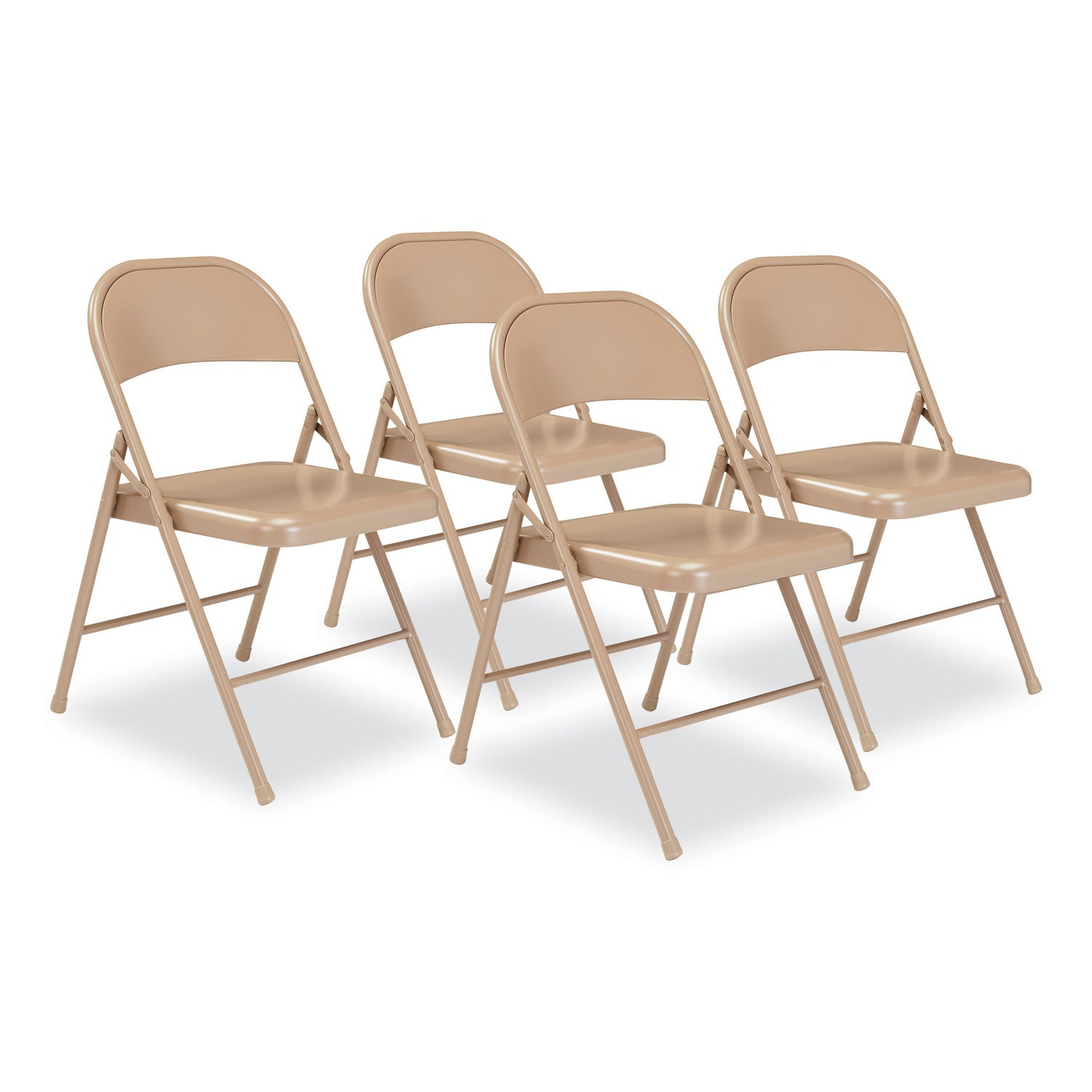 Basics by NPS® 900 Series All-Steel Folding Chair, Pack of 4, Surface Color: Beige, Frame Color: Beige