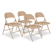 Basics by NPS® 900 Series All-Steel Folding Chair, Pack of 4, Surface Color: Beige, Frame Color: Beige