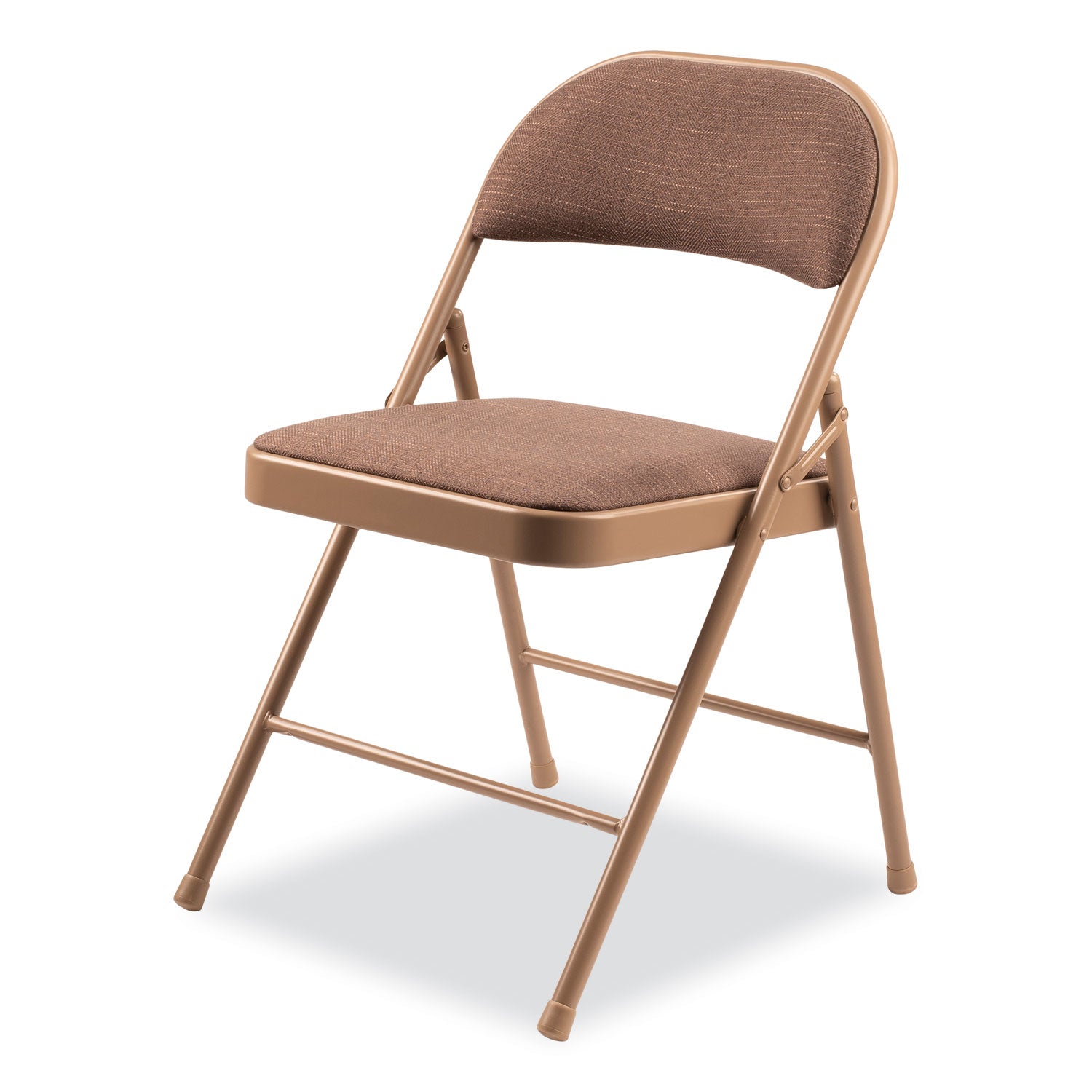 Basics by NPS® 900 Series Fabric Padded Steel Folding Chair, Pack of 4, Surface Color: Star Trail Brown, Frame Color: Brown