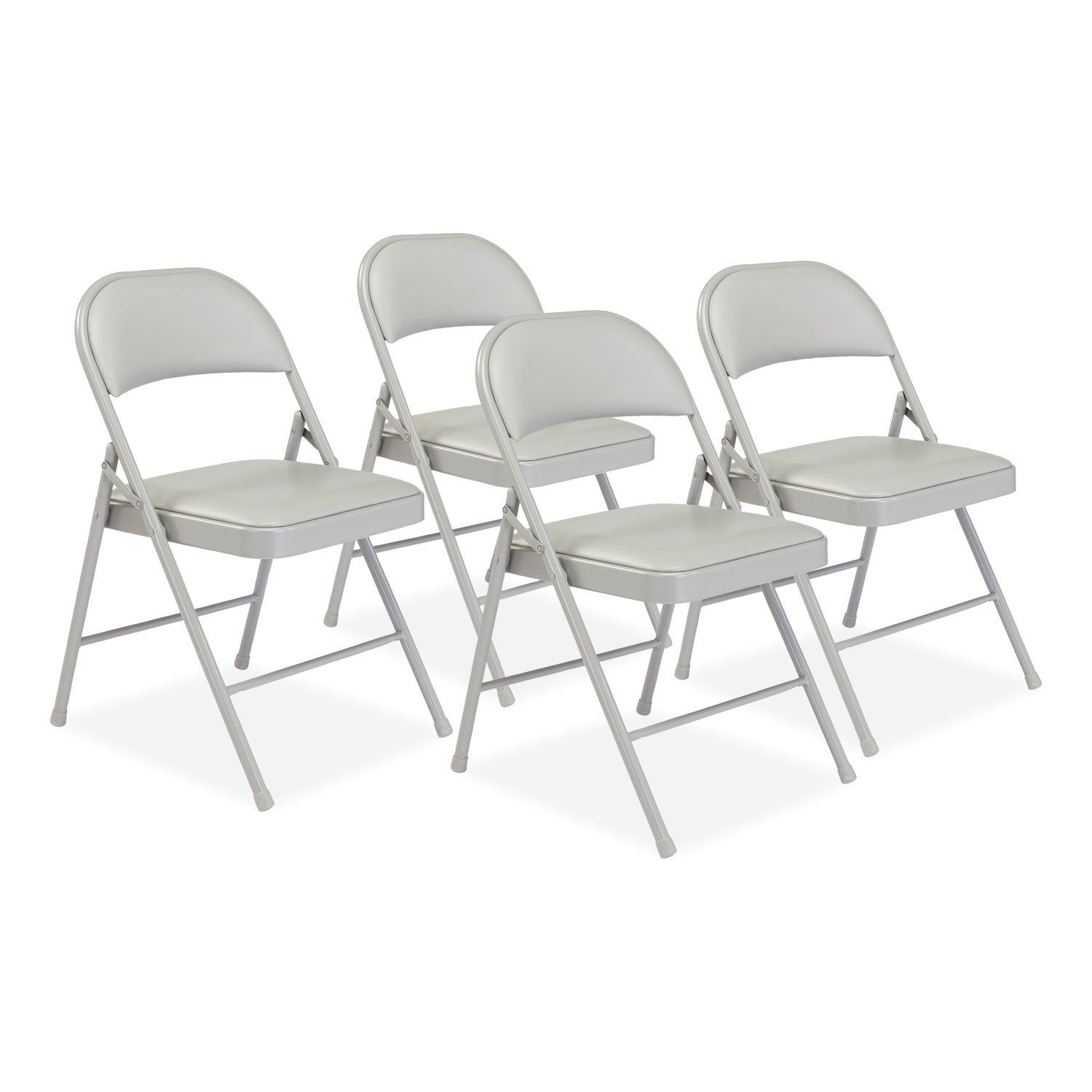 Basics by NPS® 900 Series Vinyl Padded Steel Folding Chair, Pack of 4, Surface Color: Grey, Frame Color: Grey