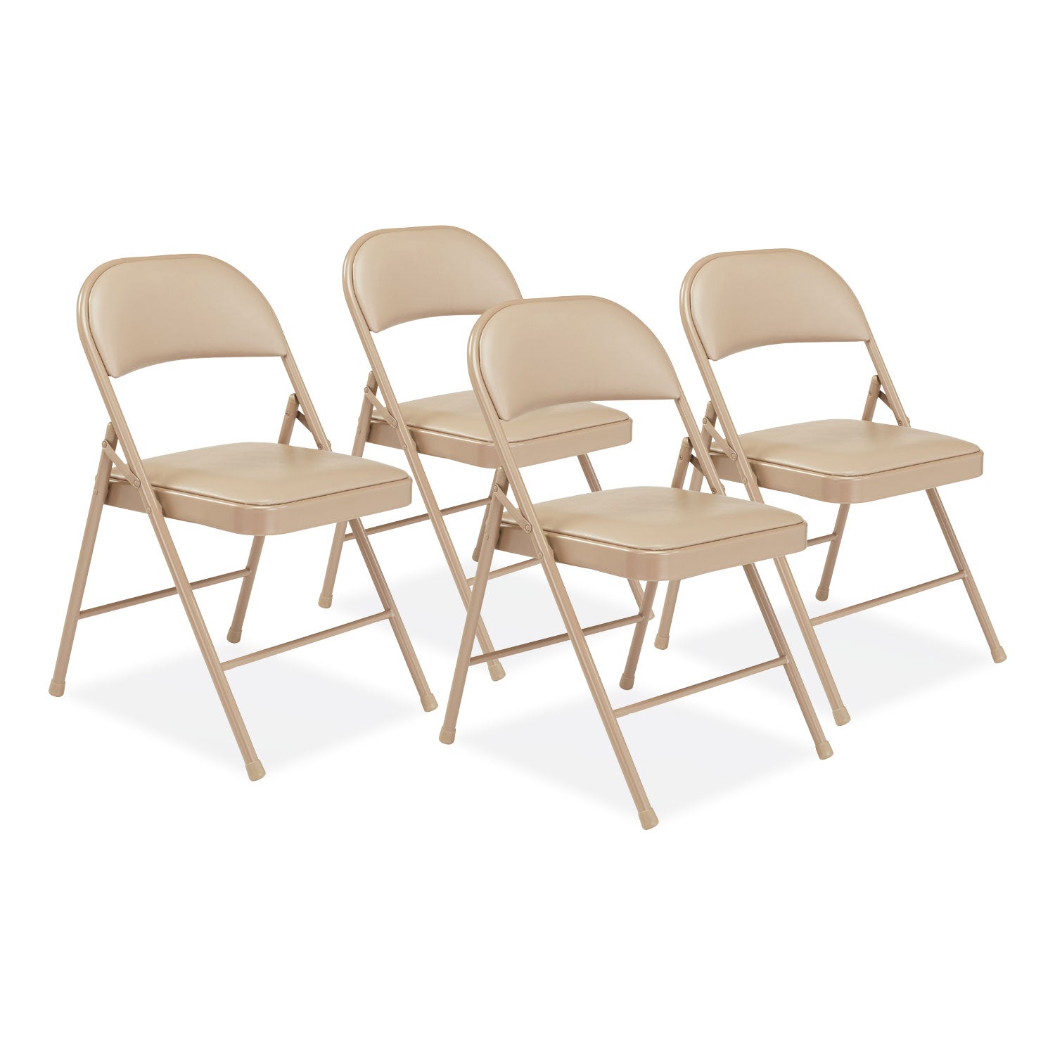 Basics by NPS® 900 Series Vinyl Padded Steel Folding Chair, Pack of 4, Surface Color: Beige, Frame Color: Beige