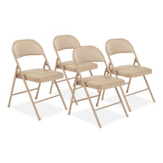 Basics by NPS® 900 Series Vinyl Padded Steel Folding Chair, Pack of 4, Surface Color: Beige, Frame Color: Beige