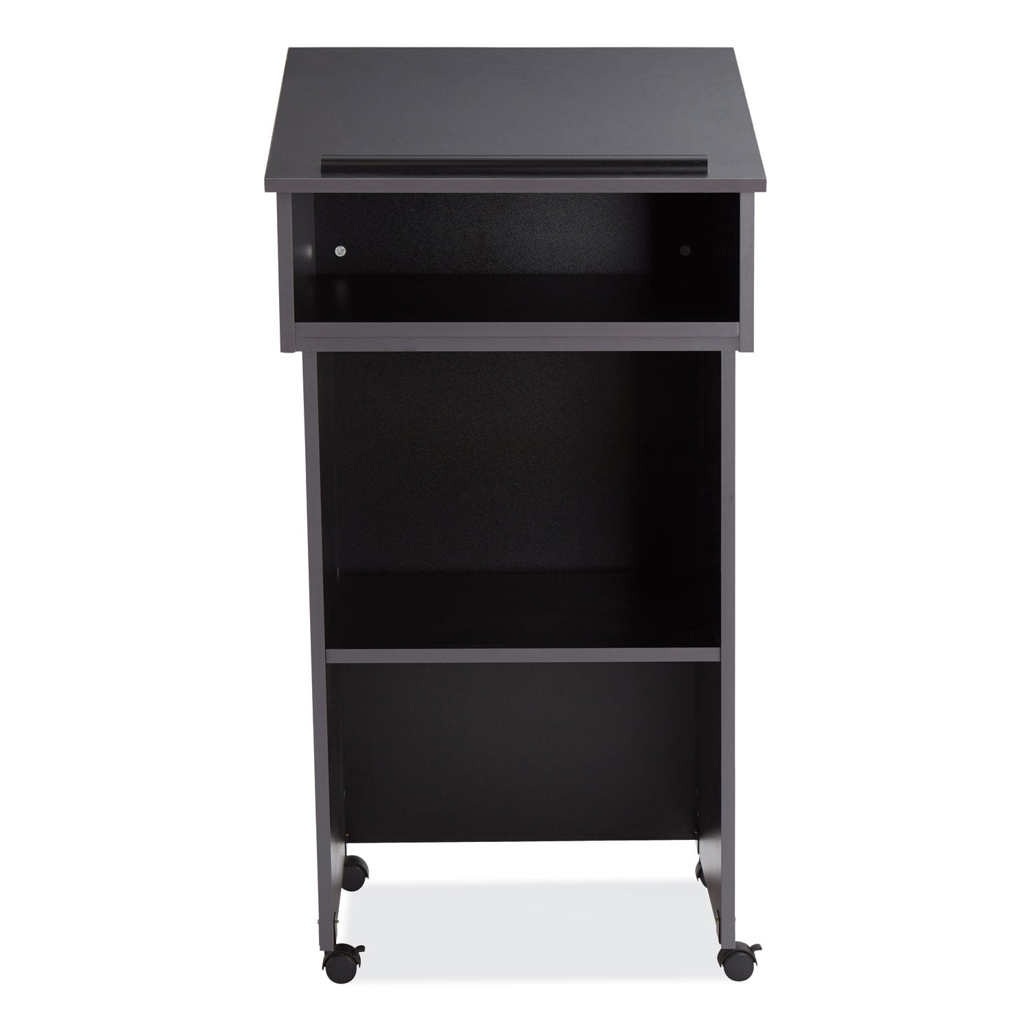 Oklahoma Sound® Tabletop Lectern with AV Cart/Lectern Base, Color: Black