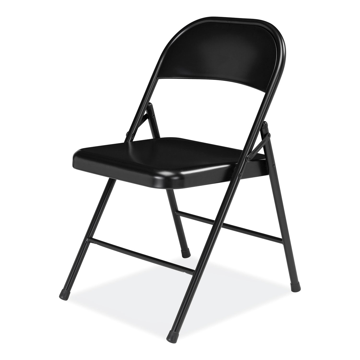 Basics by NPS® 900 Series All-Steel Folding Chair, Pack of 4, Surface Color: Black, Frame Color: Black